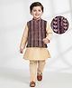 Babyhug Woven Full Sleeves Kurta Pajama & Nehru Jacket with Foil Embroidery - Beige & Purple