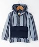 Rikidoos Full Sleeves Striped Hooded Light Winter Sweatshirt - Light Blue