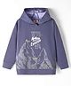 Rikidoos Full Sleeves Mountains & Typography Printed Hooded Light Winter Sweatshirt - Blue