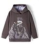 Rikidoos Full Sleeves Mountains & Typography Printed Hooded Light Winter Sweatshirt - Grey