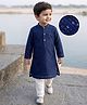 Babyhug Georgette Woven Full Sleeves Kurta Pajama Set with Embroidery - Navy Blue