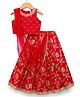 Babyhug Brocade Woven Sleeveless Choli Lehenga Set with Dupatta & Floral Embroidery - Red