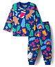 Babyhug Cotton Knit Full Sleeves Co-ords Night Suit With Star Print - Blue