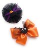 SKD Set Of 2 Halloween Theme Witch Hat & Bat Designed Alligator Clips - Black & Orange