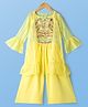 Pine Kids Woven Three Fourth Sleeves Indo Western Set with Jacket Embroidery & Sequin Detailing - Yellow