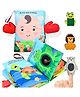 Peek-A-Boo Jungle Animal Cloth Book with Interactive Finger Puppets & Squeeker for Infant & Toddlers-Soft Cloth Book - English