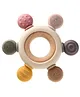 Puchku Wooden Teether, Baby Teething Toys Silicone Teethers BPA Free Silicone Rudder with Wooden Ring ( Pack of 1, Random color)