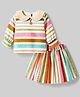 Twetoons Female Woven Full Sleeves Striped Printed Co-Ord Top & Skirt Set - Cream