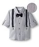 Mark & Mia Woven Full Sleeves Party Shirt with Stripes Bow  & Suspender - Grey
