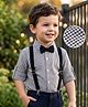 Mark & Mia Woven Full Sleeves Checks Party Shirt With Bow & Suspender - Black & White