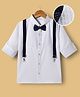 Mark & Mia Woven Full Sleeves Solid Pleated Party Shirt With Bow & Suspender - White