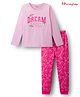 Honeyhap Premium Cotton Knit Bio Finish Full Sleeves  Night Suit with Dream & Heart Print - Pink