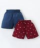 Rikidoos Pack Of 2 Floral Printed & Solid Boxers - Peacock & Maroon