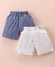Rikidoos Pack Of 2 Gingham Checked & Polka Dots Printed Boxers - White & Blue