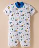Kidi Wav Half Sleeves Construction Vehicles Printed Romper - Multi Colour
