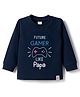 Ollypop Sinker Knit Full Sleeves T-Shirt with Text Graphic - Navy Blue