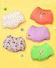 SuperBottoms Pure Cotton Knit Pack Of 5 Solid & Animal Printed Bloomers - Multi Colour