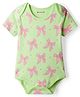 Kookie Kids Interlock Knit Half Sleeves Onesie with Bow Print - Light Green