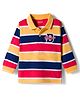 Babyhug Knit Full Sleeves Striped Polo T-Shirt with Text Embroidery - Multicolor