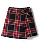 CrayonFlakes Cotton Knit Bow Applique & Tartan Checked Skorts - Black
