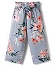 CrayonFlakes Rayon Woven  Floral Printed Belted Palazzo - Blue