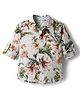 CrayonFlakes Rayon Woven Full Sleeves Floral Printed Shirt - White