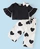 CrayonFlakes Half Bell Sleeves Bow Applique Detailed Top With Palazzo Set - Black & White