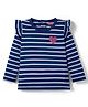 Babyhug Knit Full Sleeves Striped T-Shirt with Heart Glitter Print - Navy Blue
