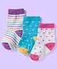 Cute Walk by Babyhug Ankle Length Antibacterial Socks With Stripes Pack Of 3 - Light Blue & White