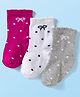 Cute Walk by Babyhug Ankle Length Antibacterial Socks With Stripes Pack Of 3 - Dark Pink & White