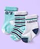 Cute Walk by Babyhug Ankle Length Antibacterial Socks With Stripes Pack Of 3 - White & Aqua