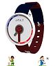 Spiky Time Text Designed Colour Blocked Analogue Watch - Maroon