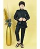 BT DEZINES Cotton Silk Woven Full Sleeves Solid Kurta Pant With Geometric Embroidered Jacket Set - Black
