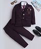 BT DEZINES Cotton Blend Woven Full Sleeves Solid 4 Piece Party Suit With Tie Set - Wine