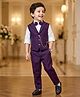 Rikidoos Full Sleeves Chain Detailed 3 Piece Party Suit Set With Bow - Wine & White
