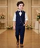 Rikidoos Full Sleeves Chain Detailed 3 Piece Party Suit Set With Bow - Navy Blue & White