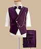 Rikidoos Full Sleeves Chain Detailed 3 Piece Party Suit Set With Bow - Wine & White
