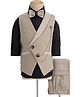Rikidoos Full Sleeves Solid 3 Piece Party Suit With Bow Set - Beige & Black