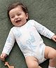 Kookie Kids Interlock Knit Full Sleeves Onesie with Giraffe Print - White