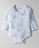 Kookie Kids Interlock Knit Full Sleeves Onesie with Giraffe Print - White