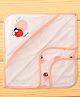 Doreme Interlock Knit Hooded Towel & Wrappers With Strawberry Print L 82 x B 81 cm - Peach