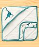 Doreme Interlock Knit Hooded Towel & Wrappers With Dino Print L 82 x B 81 cm - Teal Blue