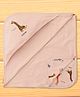 Doreme Interlock Knit Hooded Towel & Wrappers With Giraffe Print L 82 x B 81 cm - Peach