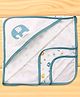 Doreme Interlock Knit Hooded Towel & Wrappers With Elephant Print L 82 x B 81 cm - Teal Blue