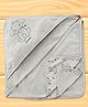 Doreme Interlock Knit Hooded Towel & Wrappers With Elephant Print L 82 x B 81 cm -  Grey