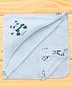 Doreme Interlock Knit Hooded Towel & Wrappers With Panda Print L 82 x B 81 cm - Light Blue
