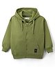 Kookie Kids Super Premium Heavy Gauge Terry Knit Full Sleeves Solid Color Hooded SweatJacket with Kangaroo Pocket - Olive Green