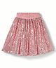 Kookie Kids Woven Above Knee Length Flared Skirt with with Sequin Detailing Elasticated Band & Inner Lining - Peach