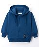 Kookie Kids Super Premium Heavy Gauge Terry Knit Full Sleeves Solid Color Hooded SweatJacket with Kangaroo Pocket - Navy Blue