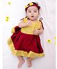 BownBee Pure Cotton Woven Sleeveless Colour Blocked Dress - Maroon
